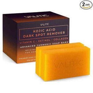VALITIC Kojic Acid Dark Spot Remover Soap Bars with Vitamin C, Retinol 2 pack.